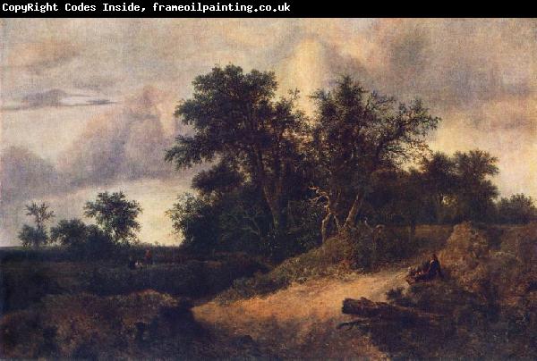 RUISDAEL, Jacob Isaackszon van Landscape with a House in the Grove at